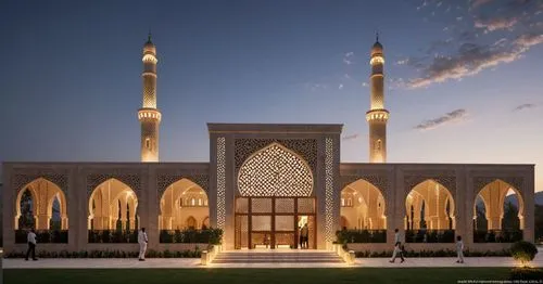 an exterior view of the entrance to a large building,alabaster mosque,grand mosque,star mosque,big mosque,city mosque,mosques,mosque,djellaba,to mosque,emirate,hajjis,caliphs,marble palace,salaam,mina