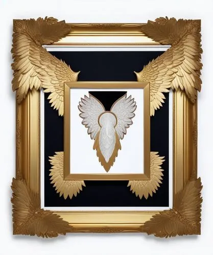 this is an image of gold framed painting,art deco frame,gold foil art deco frame,gold stucco frame,military award,gold frame,insignia,royal award,meritorious,medicine icon,epaulette,life stage icon,te
