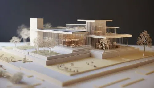 model of building with trees and buildings in the background,prefab,crown render,prefabricated,prefabrication,renders,model house