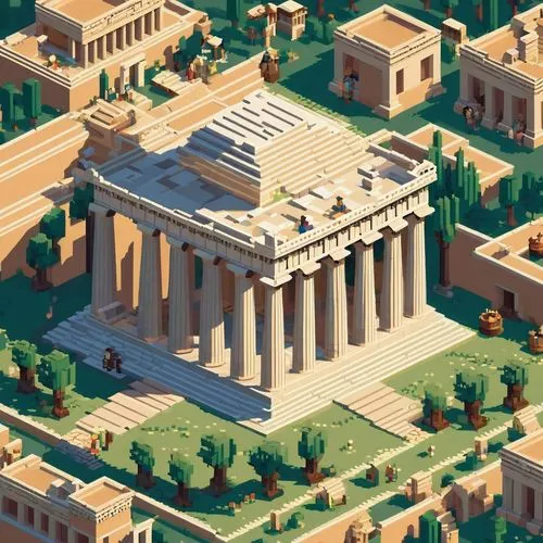 Pixel Art,greek temple,zappeion,capitolium,acropolis,roman temple,temple of diana,peristyle,janiculum,colonnaded,parthenon,the parthenon,ancient rome,doric columns,erechtheion,temple of hercules,munic