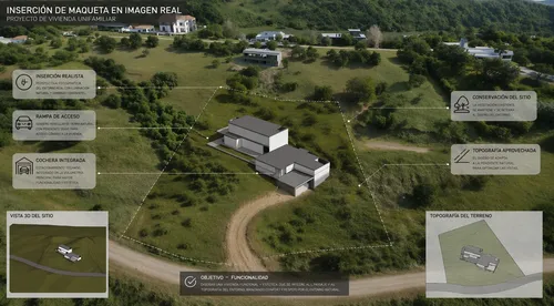 quiero que los camninos de tierra se vea mejor. mas suave  natural y realistas.
,an aerial view of a white house on a hill with green trees around it,the pictures of the drone,military training area,a