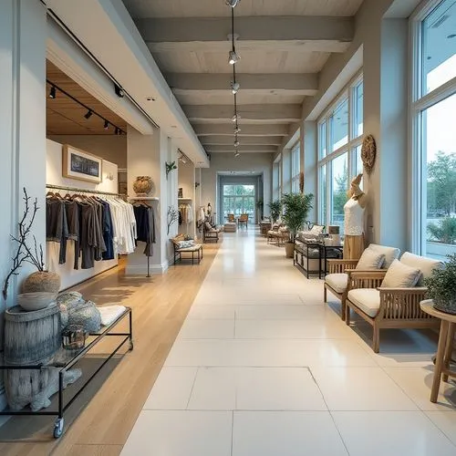  ,a shop display showing a variety of products and items,showrooms,boutiques,luxury home interior,hovnanian,loft,hallway space