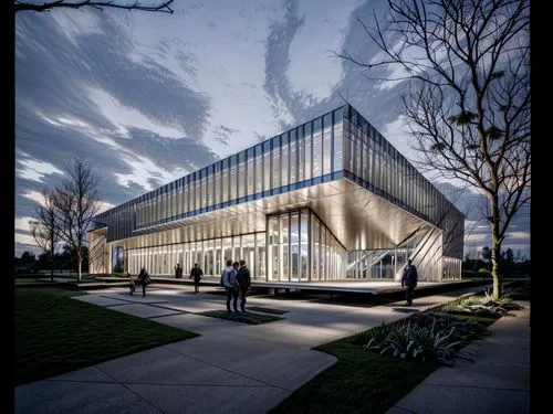 (at dusk:1.5),performing arts center,new building,dupage opera theatre,school design,music conservatory,christ chapel,glass facade,archidaily,new city hall,biotechnology research institute,kettunen ce