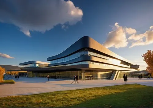BLACK THEME, BLACK CLADDING, 4K ULTRA REALISTIC, ON A CLEAR DAY,futuristic art museum,mclaren automotive,modern architecture,mercedes-benz museum,futuristic architecture,performing arts center,school 