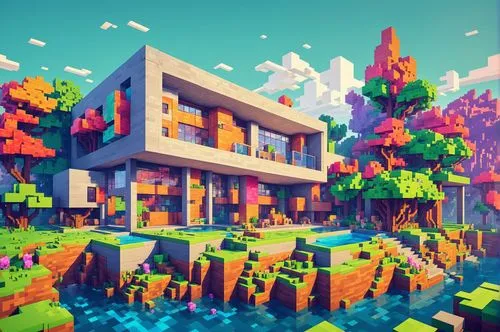 Architecture Drawing
,a pixel - generated house surrounded by colorfully tiled trees,voxel,voxels,lowpoly,3d render,low poly,microworlds,microdistrict,colorful city,blocks of houses,3d fantasy,Unique,