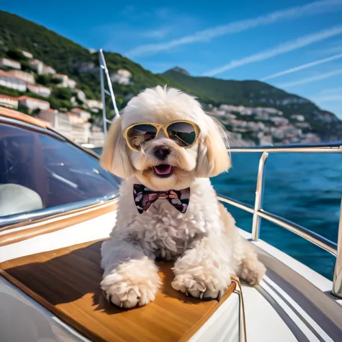 lhasa apso,havanese,on a yacht,portuguese water dog,cavapoo,spanish water dog,boating,boats and boating--equipment and supplies,bichon frisé,shih tzu,tibetan terrier,dog photography,boat ride,cheerful