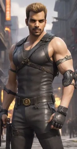 "wearing golden spectacles, rugged looking muscular albert wesker from resident evil,an image of a man in leather clothes,male character,edge muscle,mercenary,henchman,steel man,commando,wolverine,her