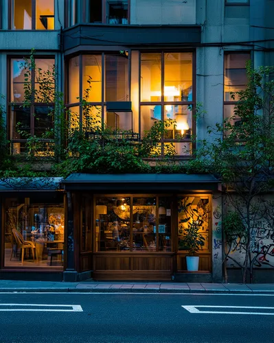 Vibrant eclectic facade, ornate decorations, intricate patterns, bold color schemes, mixed materials, industrial metal frames, rustic wooden accents, sleek glass surfaces, dynamic LED lighting, futuri