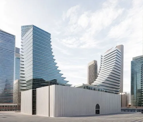 aerial view,distant shot,office building mid rise,commercial building complex,Curved style,Futuristic style,norman foster style,,modern facade,vertical frame,streets,plaza,commercial atmosphere,sidewa