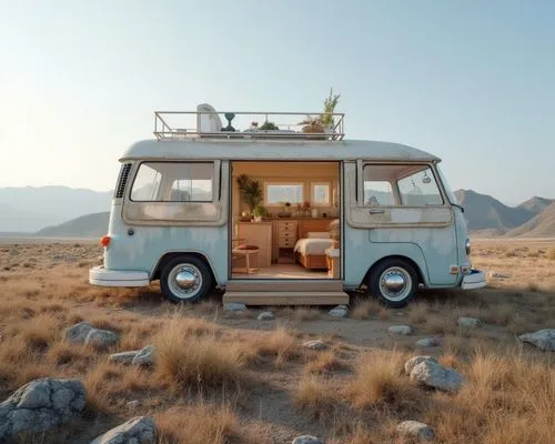 A car shape, on which a house is built, appears in the open wilderness. This house has quite a number of floors, and each floor consists of rooms with different functions.  The car house has a variety