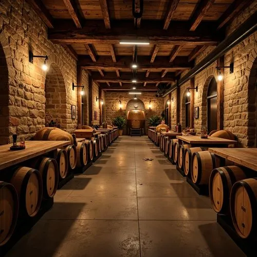 Winery International Style Design Ideas Using Rammed Earth Material in Cream Color