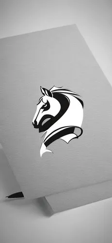 make this horse logo modern minimalist, classy and sleek with just the logo in the image, nothing else,automotive decal,mousepad,wildcat,cowhide,card box,head plate,silver lacquer,white paper,folded p