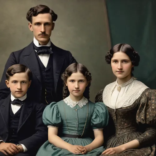 Generate vintage family photos with AI technology,borage family,mulberry family,herring family,the dawn family,purslane family,nettle family,oleaster family,spurge family,parents with children,violet 