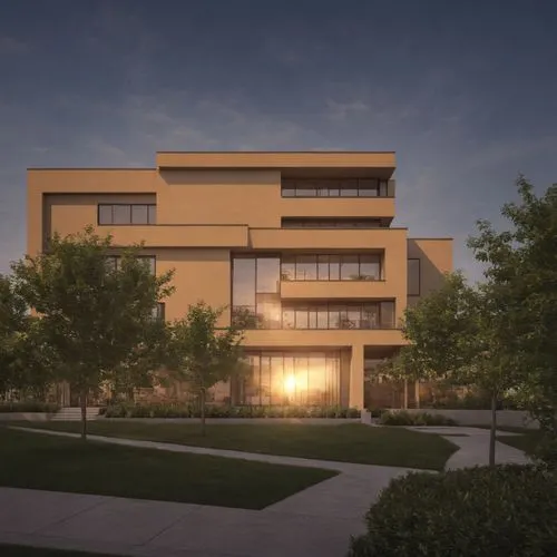 this is an image of a building with many windows,3d rendering,revit,townhome,new housing development,renderings,new building,Time,Before Dusk