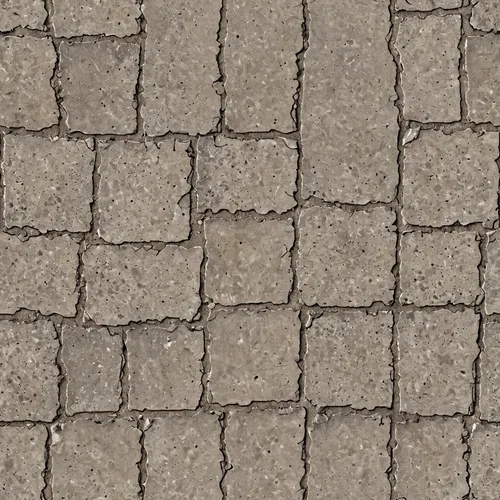 closeup of gray brick pavement tiles in the shape of squares,seamless texture,paving stones,cobblestone,cobblestoned,paved square,pavers,Realistic Material,Concrete,Concrete 69