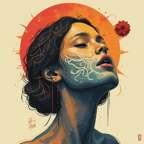 The graphic design uses an head illustration style and minimalist art style. It uses Eiko Ojala style and Bauhaus paintig art image, detailed texture surreal image, high quality, high detail, 8K HD re