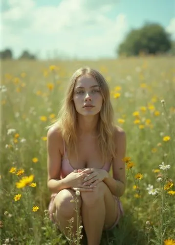 
score_9, score_8_up, score_8, score_7_up, (Ratings (SFW))

safe_pos, green meadow  with many flowers, warm bright light, sun and blue sky, white clouds, frontal view on two women, 21yo, tall skinny, 