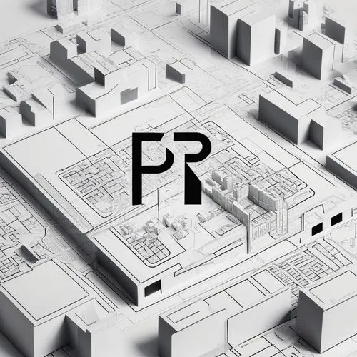 Minimalist logo-style image using the letters "A" and "P", representing the architecture and urban planning firm "Allgemeiner Plan". The design should reflect both urban layout and architectural preci