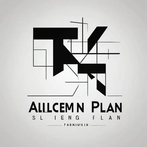 Minimalist logo design for an architecture and urban planning firm named "Allgemeiner Plan". Use stylized letters "A" and "P" integrated into a clean geometric composition inspired by architectural si