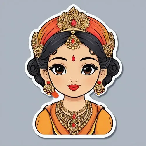 cute gita,natyam,arundhati,sarayu,apsara,uttara,vaishya,maharani,upasana,bharathanatyam,sudhana,sashti,jodha,lakshmi,navarathri,valiya,tilak,nirupama,kuchipudi,savithri,vidhana,Unique,Design,Sticker
