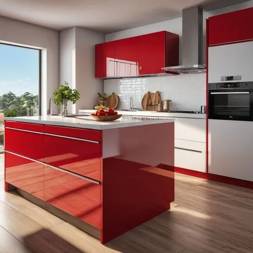 cozinha elegante com detalhes em vermelho
,modern kitchen interior,kitchen design,modern kitchen,kitchen interior,scavolini,modern minimalist kitchen,3d rendering,search interior solutions,kitchens,ga