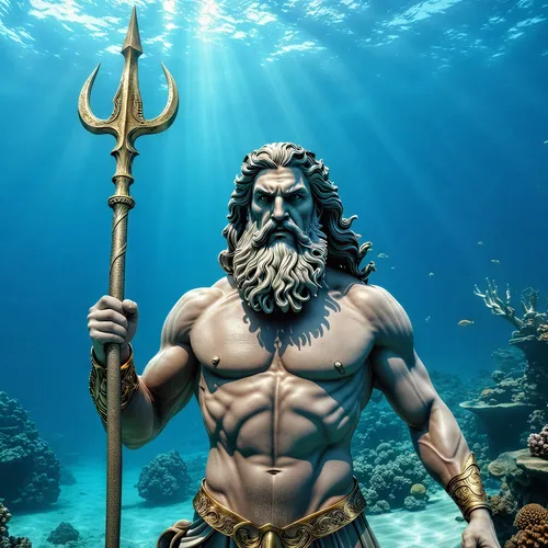 a man with a hammer standing under water,god of the sea,sea god,poseidon,atlantean,aquaman,mahadeva,merman,parashuram,ammerman,kammerman,mermen,nereids,parashurama,vishwamitra,herakles,aegir,oceanus,s
