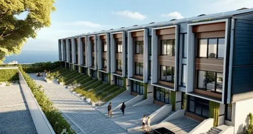 make result more realistic. vray and 3d max render details,the exterior of the planned apartment complex is shown,appartment building,maisonettes,3d rendering,europan,technion,new housing development,