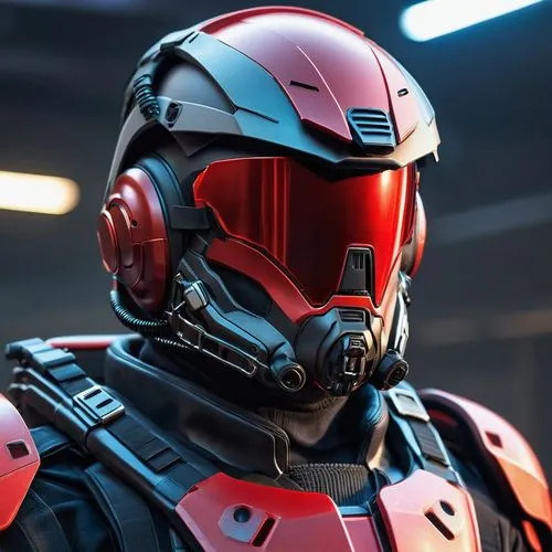 cyber commando operative with intimidating tactical red helmet visor,droid,spartan,cg artwork,kosmus,shepard,strawberries falcon,boba fett,helmet,red chief,motorcycle helmet,sci fi,alien warrior,helme