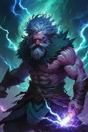  ,the man with the lightning in his hair and beard,monsoon banner,doomsayer,stormiest,lightning damage,thunderer,forest king lion,druid,trundle,wall,god of thunder,angry man,wind warrior,giantkiller,s