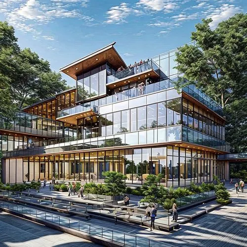 modern office,eco-construction,olympia ski stadium,glass building,ski facility,office building,glass facade,hongdan center,modern architecture,solar cell base,modern building,new building,palo alto,ec