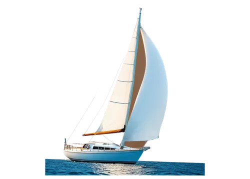 White sailboat, luxury yacht, solo, sea blue hull, golden propeller, brown wooden deck, white sail, wind blowing, sailing, morning sunlight, soft focus, 3/4 composition, shallow depth of field, warm c