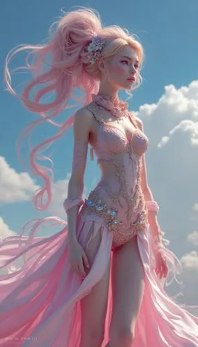 3d realistic character image of asamplifiers of creative frequencies in a future where art is birthed from pure thought. attire resonates with harmonic patterns and vibrational motifs, reflecting the 