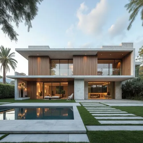  ,modern villa with pool and large front lawn,modern house,florida home,modern architecture,luxury home,beautiful home,modern style