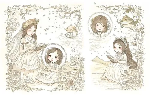 fairies,vintage fairies,silver wedding,fairy tale character,water-leaf family,mulberry family,children's fairy tale,garden white,doll's festival,porcelain dolls,lily family,snow white,illustrations,fe