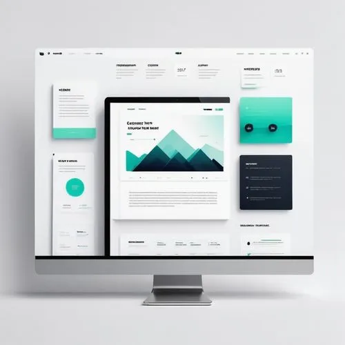 Modern minimalist website architecture, sleek lines, flat design, responsive layout, white background, subtle grid system, bold font, bright accent colors, hover effects, scrolling animations, clean t