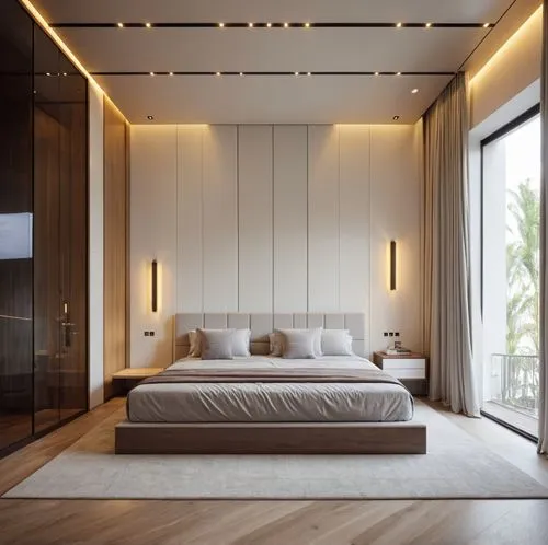 Architecture, Modern Villa,,the large bed is surrounded by wooden cupboards,modern room,contemporary decor,modern decor,sleeping room,interior modern design,minotti,Photography,General,Realistic