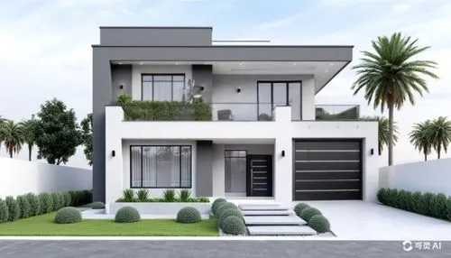 玻璃连在一起,a house that has a lot of trees in front,modern house,3d rendering,residencial,sketchup,residential house,landscape design sydney