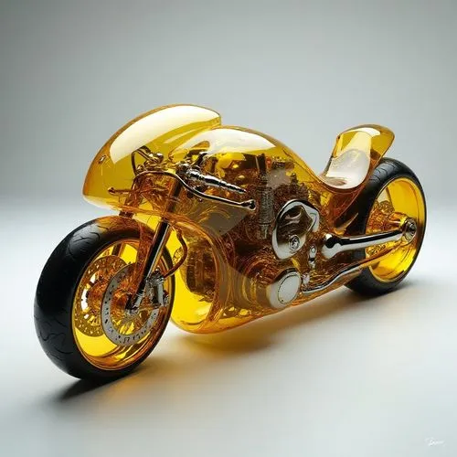 A futuristic gaa motorcycle designed for the urban commuter. The body is sleek and compact, with sharp, angular lines and a lightweight aluminum frame. The wheels are integrated into the body to minim