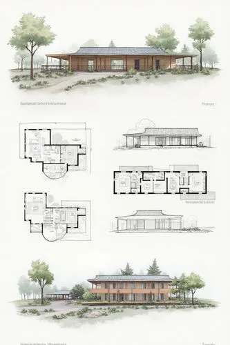 an architectural presentation board of an artist's residence design with floor plans, views perspectives 3D renders and texts in a neatly composed sheet with space and balanced formatted graphics

,th