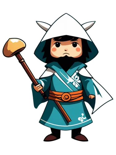 a tiny cute humanoid ronin samurai with mushroom cap hat,friar,my clipart,haunebu,hooded man,hijiki,swordsman,goki,mage,mapo doufu,samurai,musketeer,monk,wizard,kasuga,clipart,shen,zui quan,ninjago,ma
