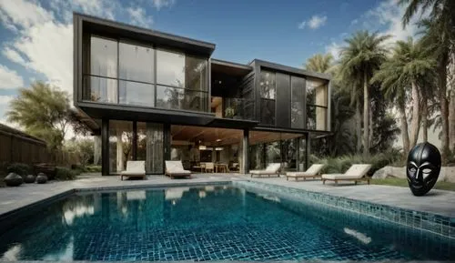 ALL BLACK AFRICAN WARIOR MASK ATTACHED TO THE FLOOR,modern house,3d rendering,dunes house,landscape design sydney,luxury property,pool house,modern architecture,florida home,holiday villa,render,luxur