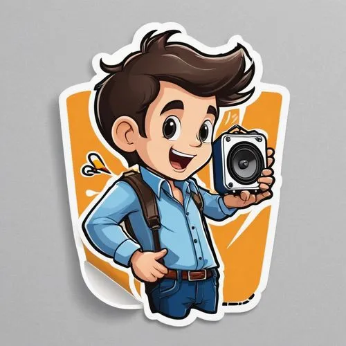 мальчик-брюнет с динамиком в руках, срочно, громко, внимание
,a cartoon boy holding up a camera sticker,telegram icon,flat blogger icon,sticker,camera illustration,clipart sticker,vector illustration,