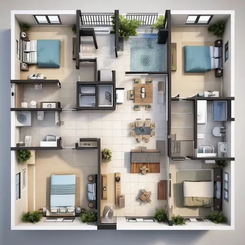 create a floor plan for a residential building with two bedrooms, living room, kitchen, garage and two bathrooms,an apartment,shared apartment,apartments,apartment,floorplan home,apartment house,apart