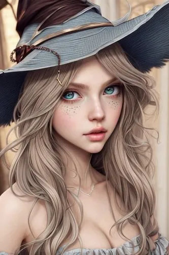  adorable, witch, adorable fantasy, very cute, sweet beautiful young woman,,witch's hat icon,witch hat,witch's hat,fairy tale character,the hat-female,fantasy portrait,victorian lady,female doll,cosme