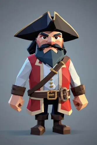 Low Poly,pirate,pugwash,yeoman,blackbeard,swashbuckler,bucco,pirata,sot,capitano,tricorn,ahoy,smee,pirates,barbossa,barranger,piratical,jolly roger,pirate treasure,musketeer,whydah