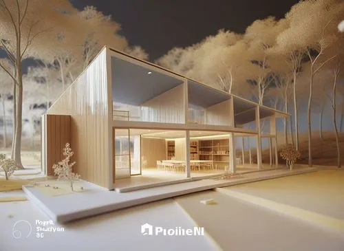 a house is set on top of a pile of snow,prefab,prefabricated,frame house,prefabs,model house,tropical house