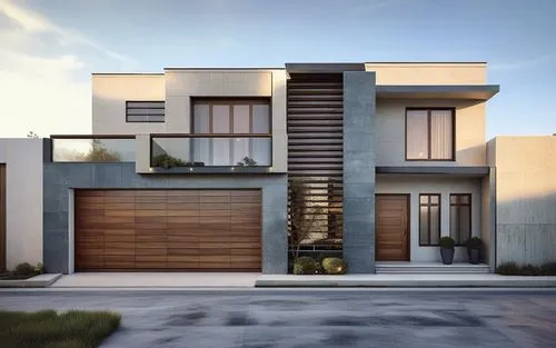 a large two story house with garage doors,modern house,3d rendering
