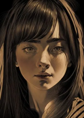 Portrait of a woman made by Caravaggio,girl portrait,digital painting,girl drawing,tears bronze,world digital painting,mystical portrait of a girl,bran,portrait of a girl,clementine,oil paint,hand dig