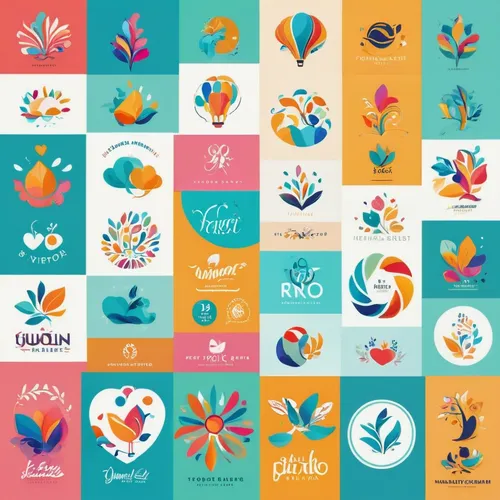 Develop playful logos with vibrant colors, whimsical icons, and joyful elements. Design a lively ambiance for a fun and cheerful brand identity.,leaf icons,fruits icons,fairy tale icons,fruit icons,se