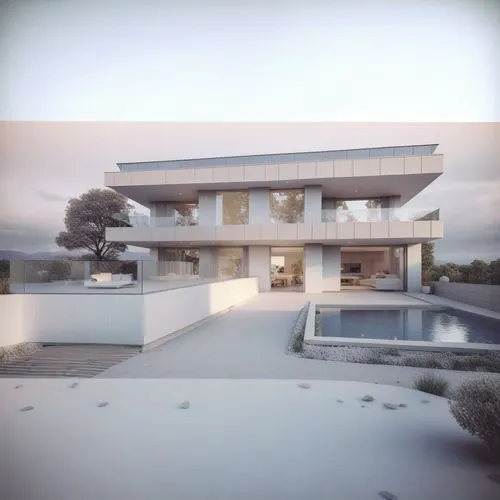 a very big house with a pool in the front,render,3d rendering,neutra,renders,modern house,mid century house,dunes house,seidler,3d render,fresnaye,eichler,modern architecture,3d rendered,lasdun,render